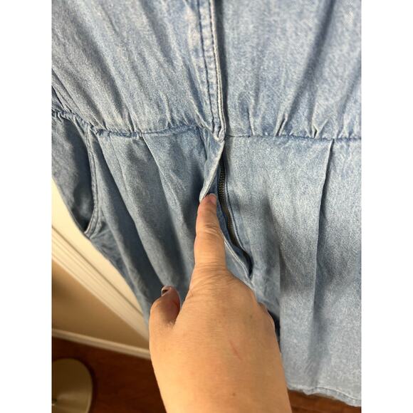 80s long sleeve denim jean embroidered boho romper one piece Large Boho - Picture 8 of 8